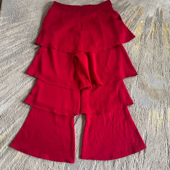 Osman Red Felix Ruffle Trousers layered wide leg high rise 12 - Picture 11 of 15